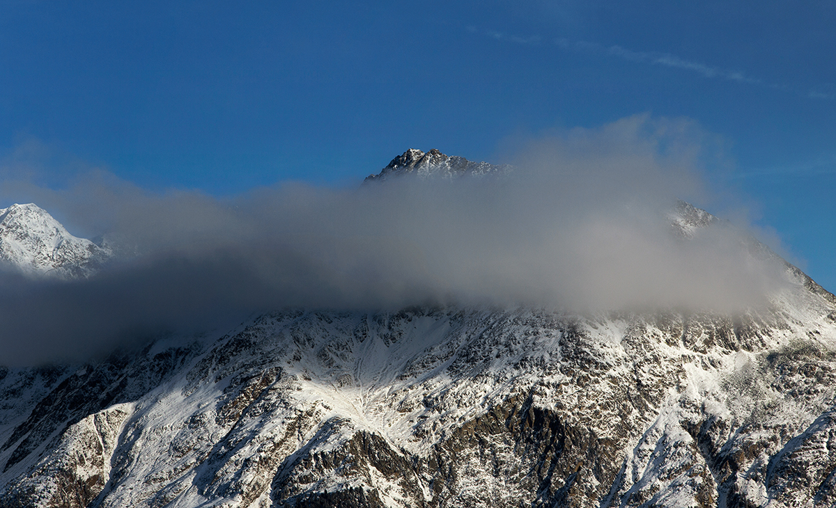 austria mountain solden Ötztal mountainrange Landscape Nature clouds flare winter snow summit Hochsölden