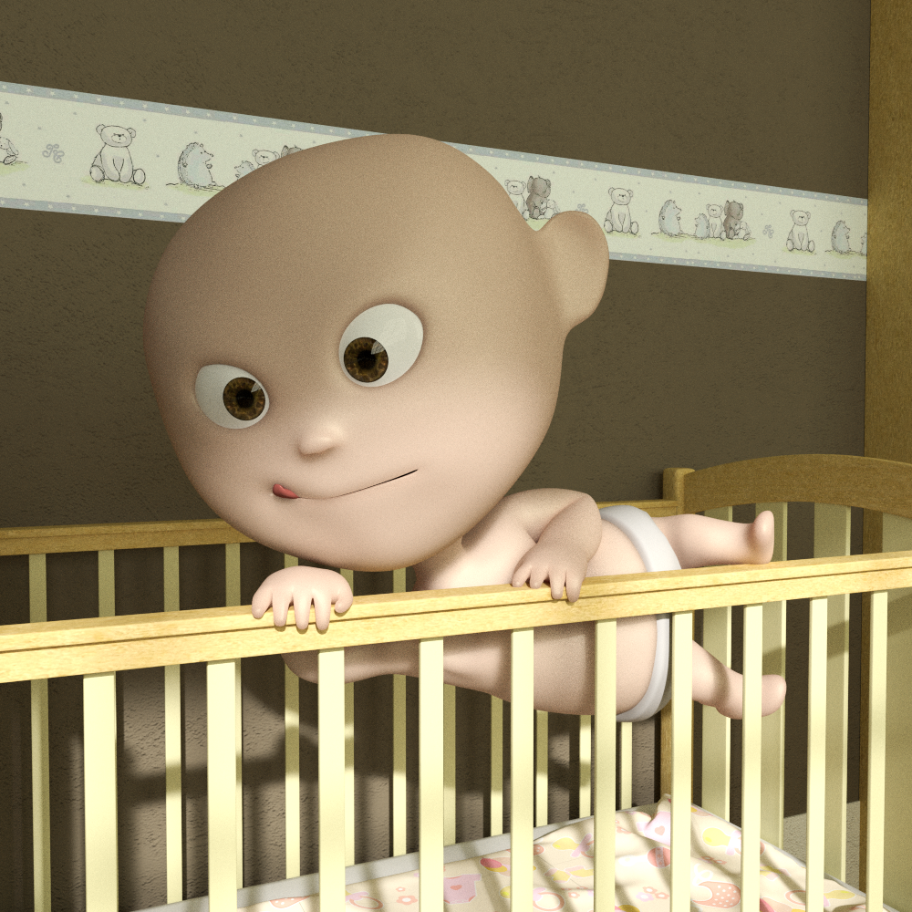 baby blender 3D cycles room cartoon photoshop escape kid CGI