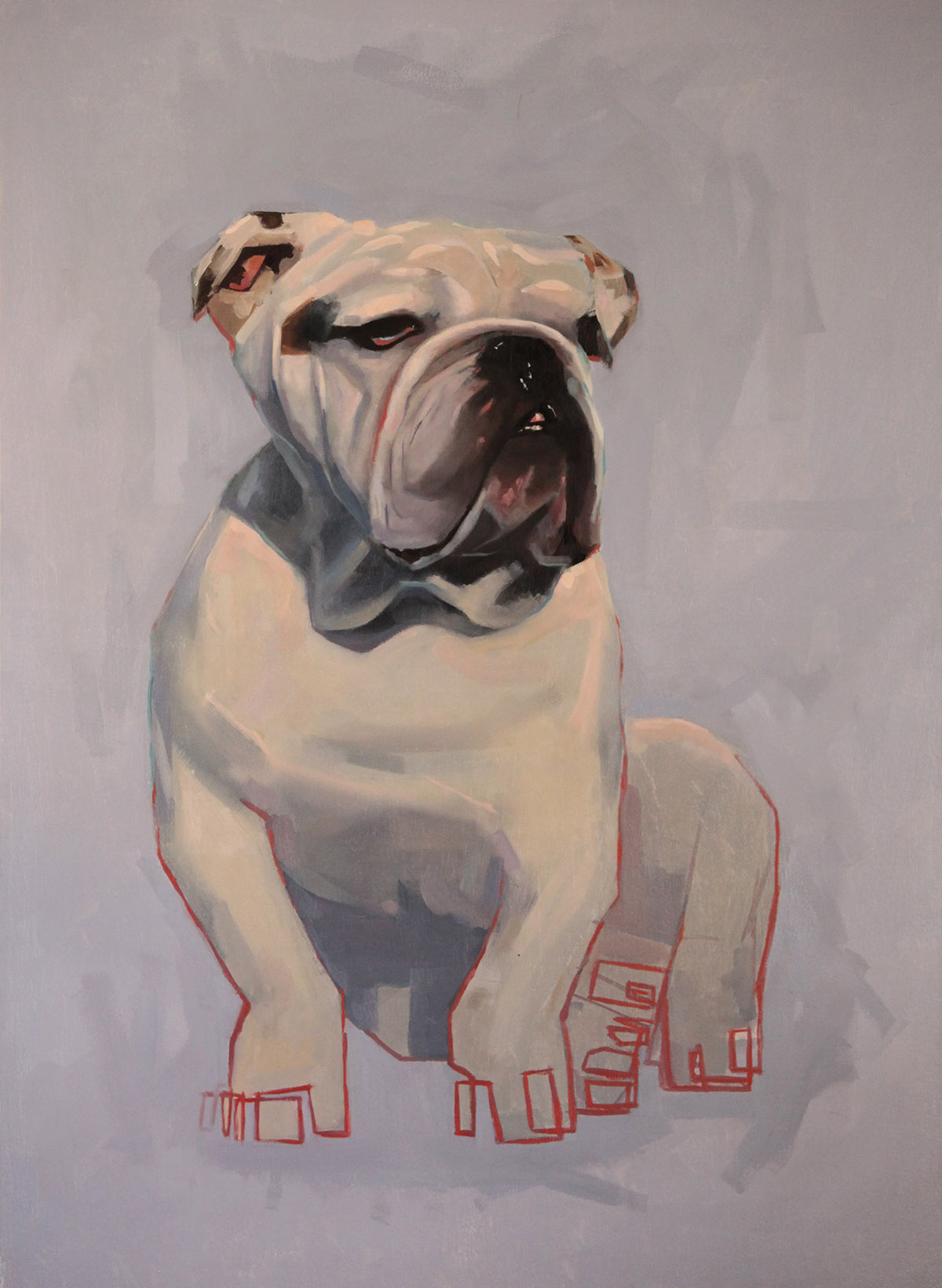 animal dog  bull dog. Oil Painting