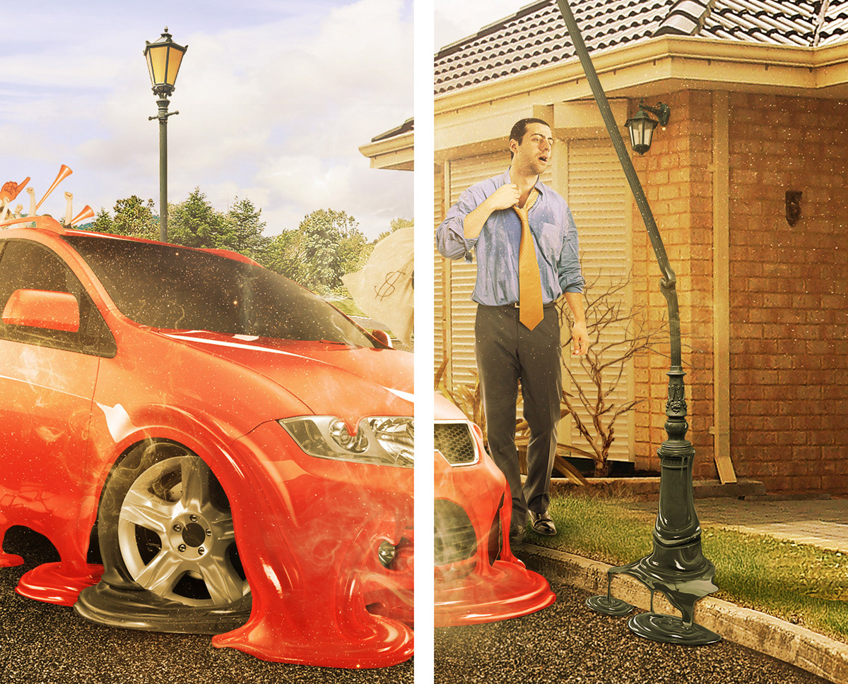 Hot car melting retouch Creative Ad digital imaging  indonesia jakarta