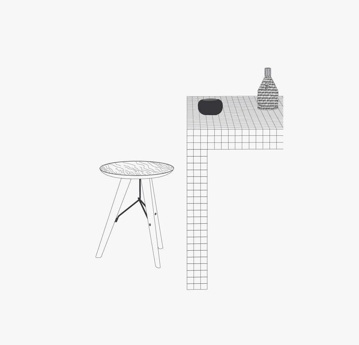 Elle elledeoration Interior furniture monochrome texture detail Illustrator