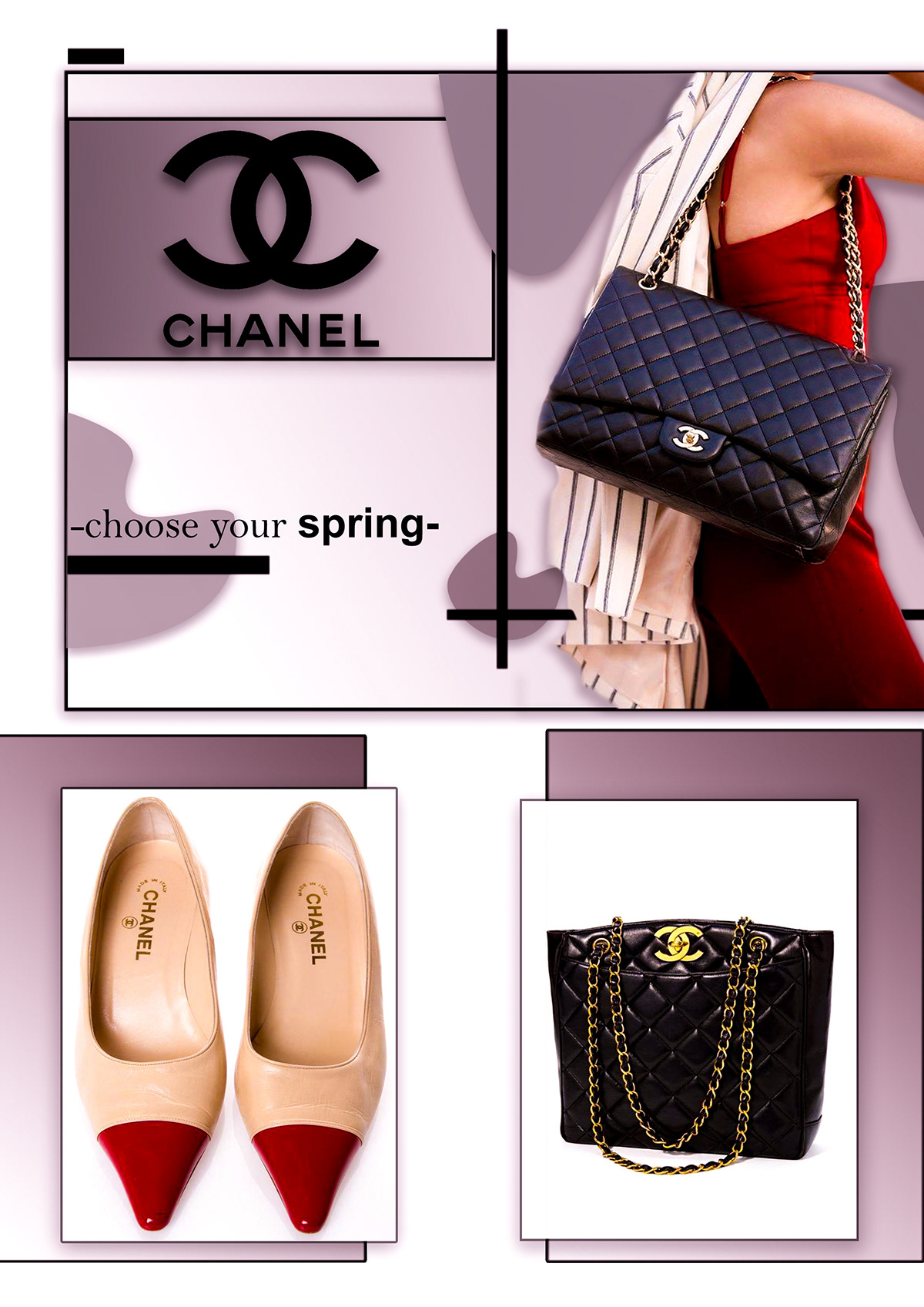 chanel photoshop Advertising  design bags shoes ladies