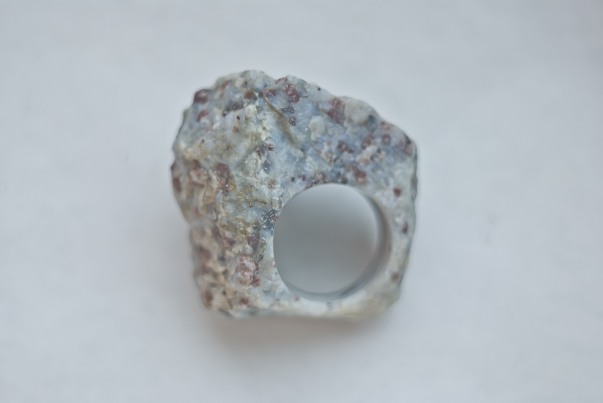 stone ring hand made Granite bazalt Feldspar quartzite
