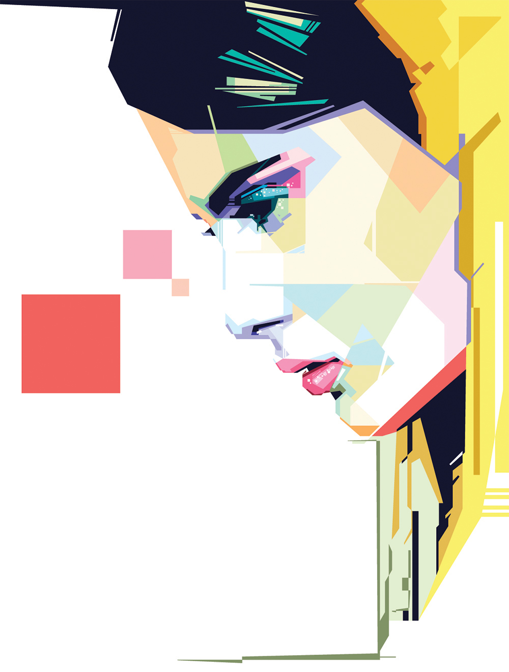 beauty face portrait geometric Triangles polygon art artistic colorful editable fancy glamour vector illustrations