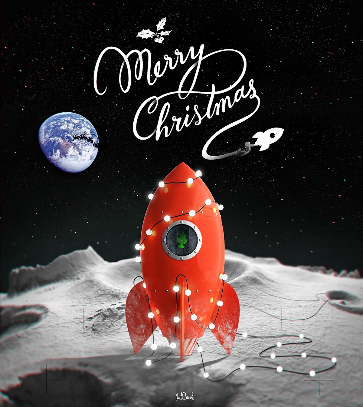 Christmas xmas rocket Space  Travel holidays santa lights Santa Claus Merry Christmas winter snow moon Moon landing planet