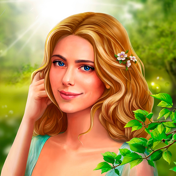 Character woman art painting   2D portrait game digital avatar slot