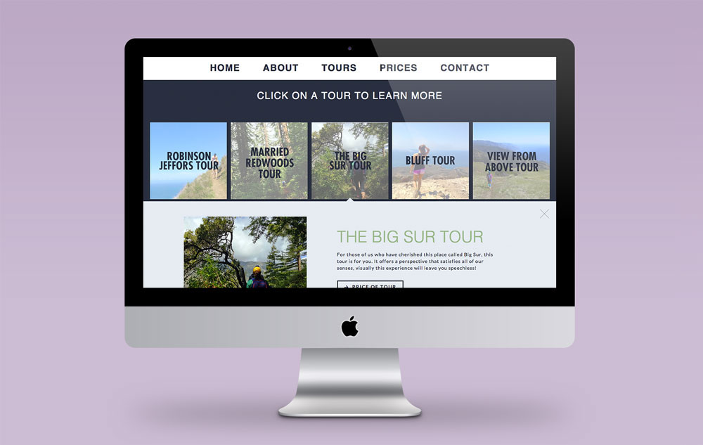 hiking big sur bs Website clean minimal hiking website Mockup One Page simple Nature outdoors Ocean one-page trails
