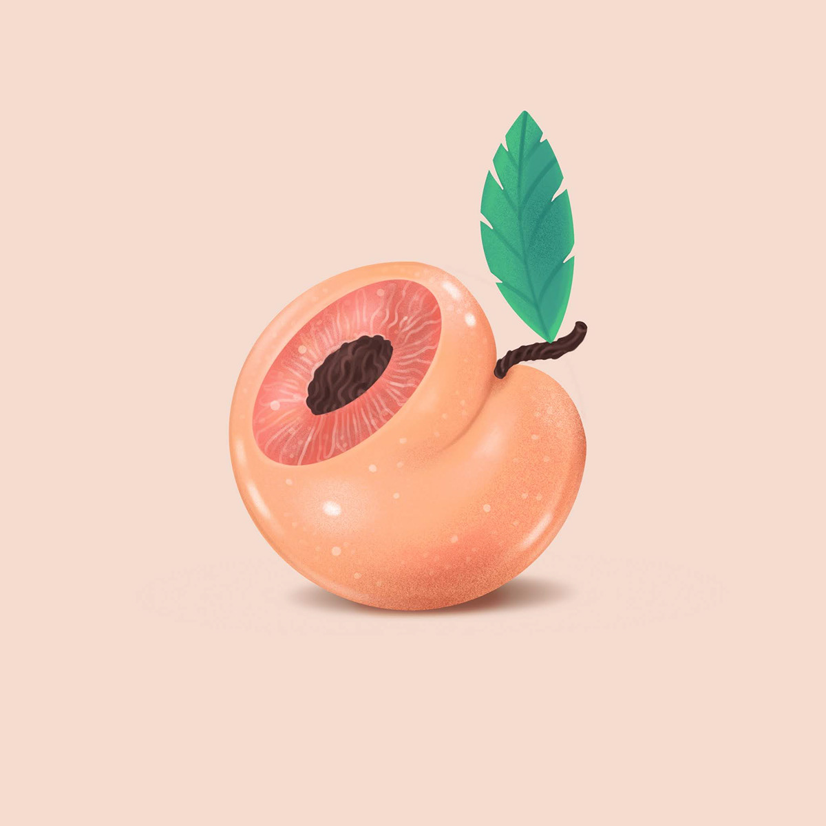 colorful fruits icons ILLUSTRATION  peach Procreat shiny