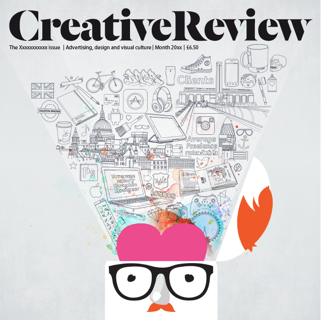 Creative Review magazine designers cover Colourful  ILLUSTRATION  Drawing  Hipster moustache glasses London guardian Graphs stats map