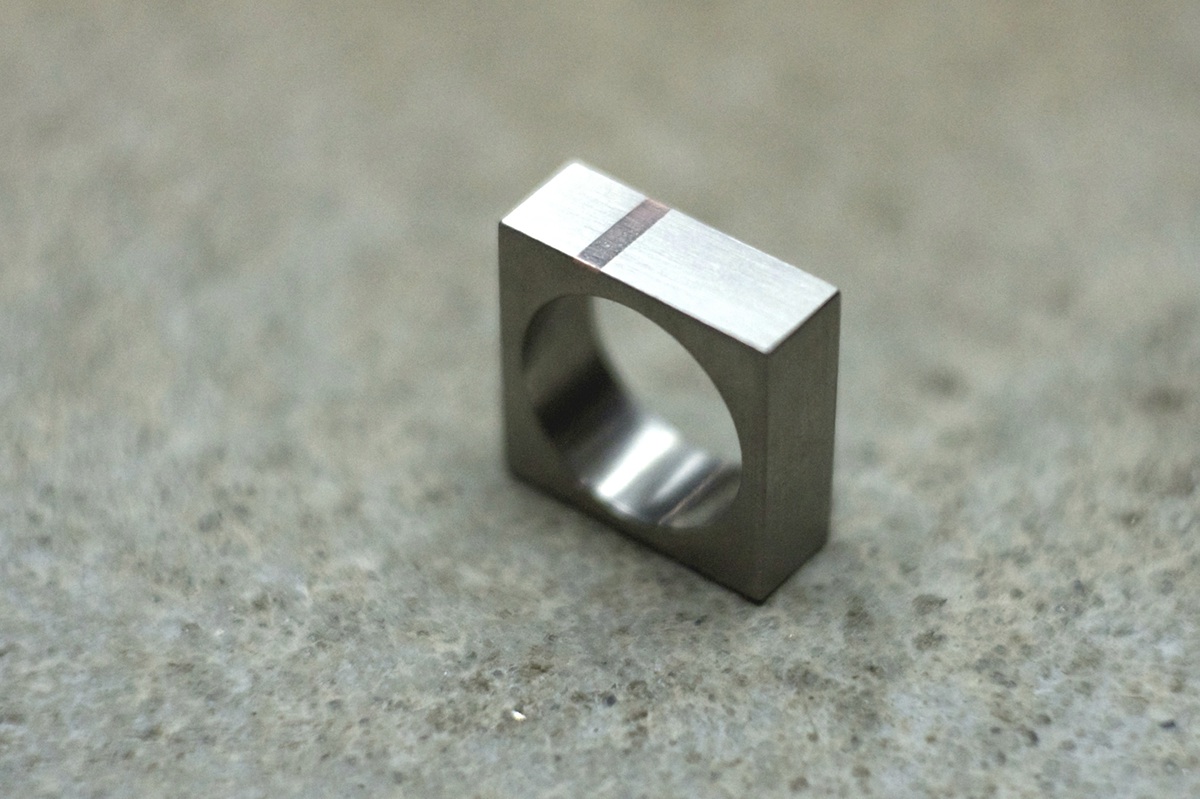 minimalist ring Minimalist ring titanium ring Square ring Blackwood ring two finger ring