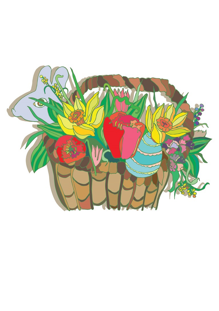 calendar floral graphic design postcard print animal flower plants new year Easter month