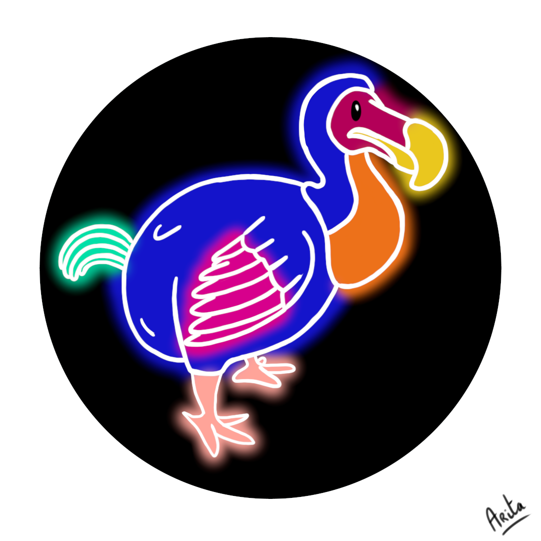 Adobe Photoshop bird inktober neon ILLUSTRATION  artwork Digital Art  Graphic Designer Dodu oiseau