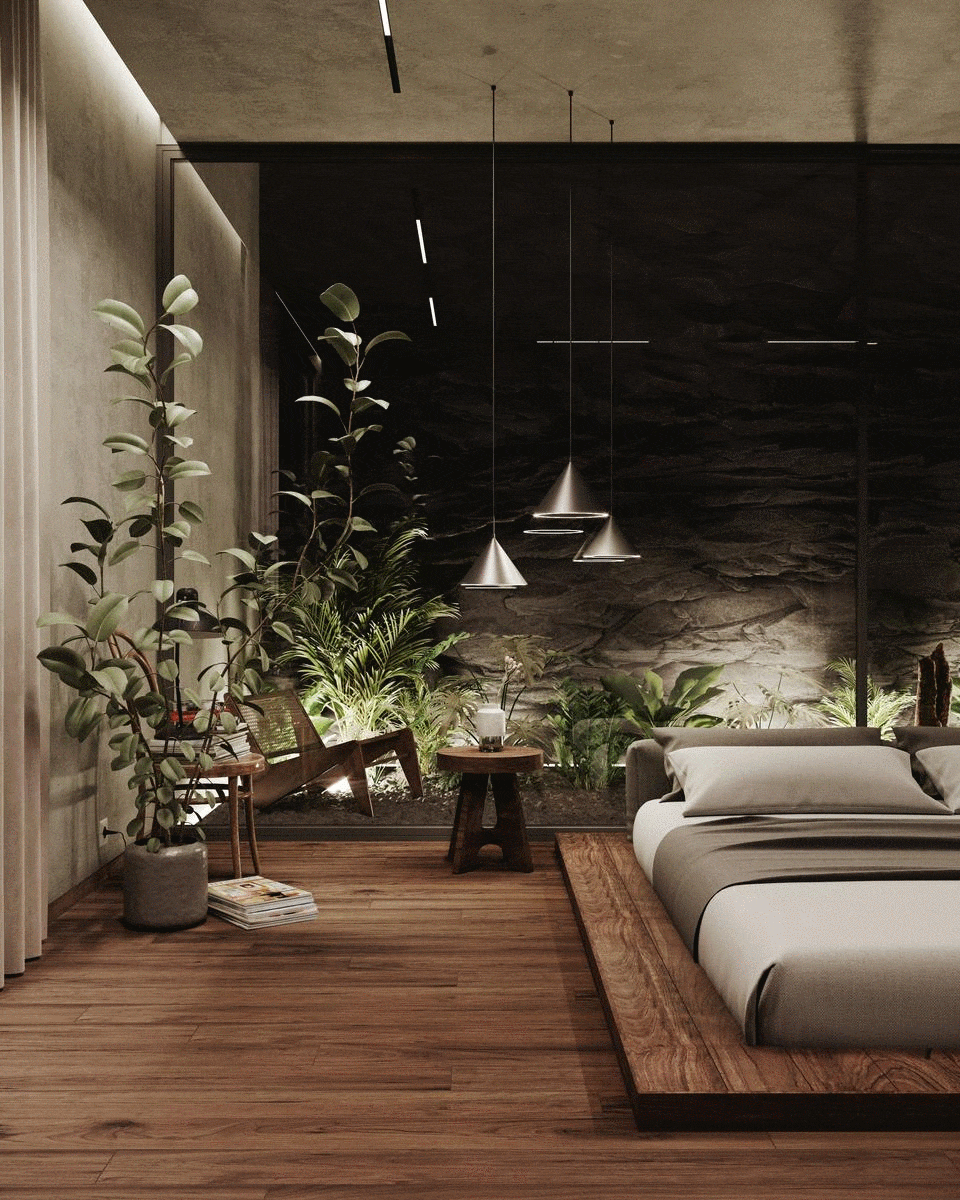 architecture bedroom CGI CoronaRender  Interior interior design  kosovo Nature rock stone