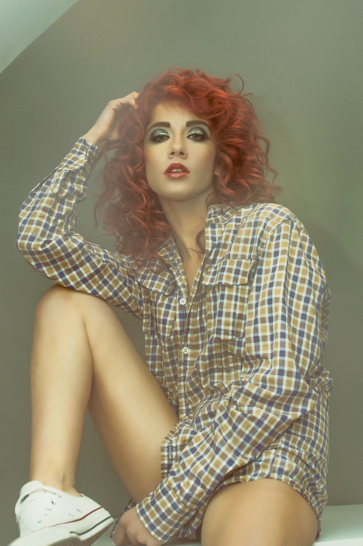 curly red hair vintage Style glitter eyes Yoan Galabov  bulgarian model