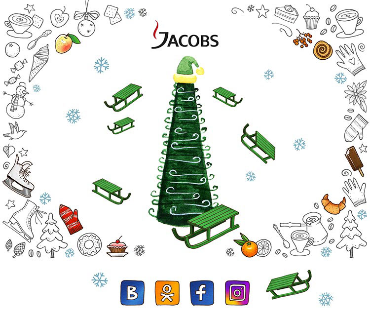 new year jacobs Coffee winter sketch