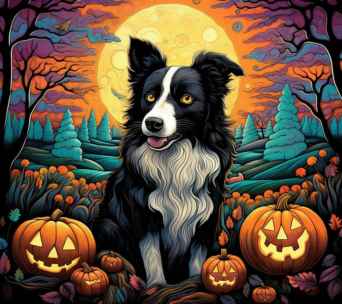art Digital Art  Halloween halloween art halloween digital dog art Dog design border collie halloween