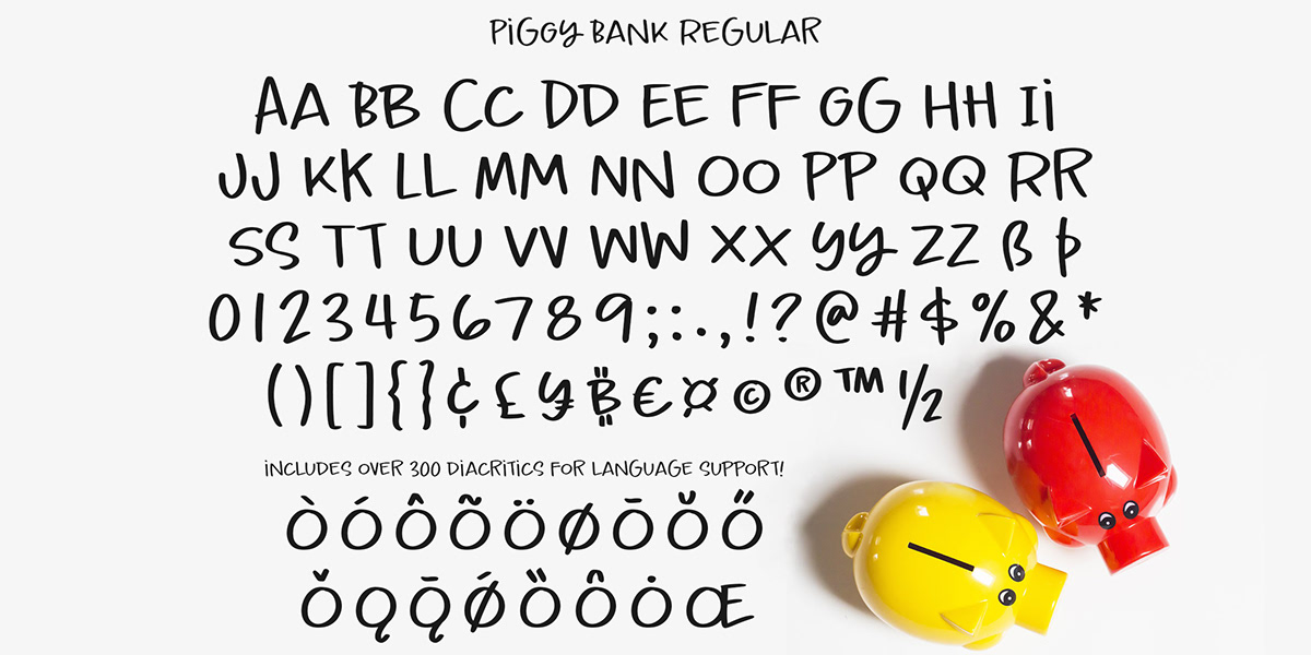 piggy bank font Typeface handwritten handwriting uppercase caps casual Fun cute