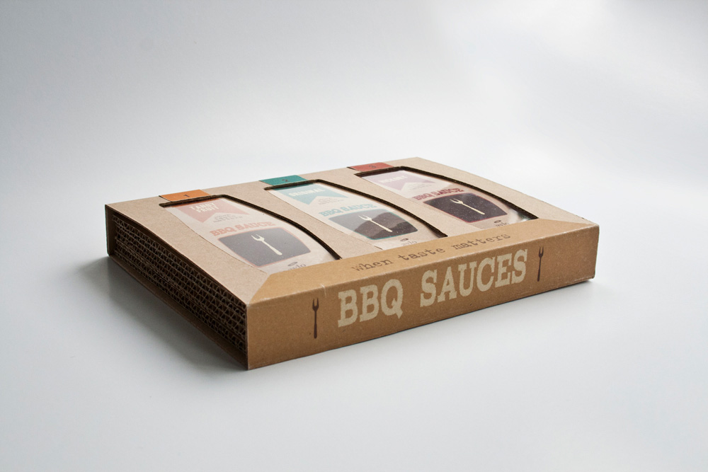 package cardboard raw sauces BBQ NKF norges kreative fagskole camping emballasje sauser Papp упаковка соус картон