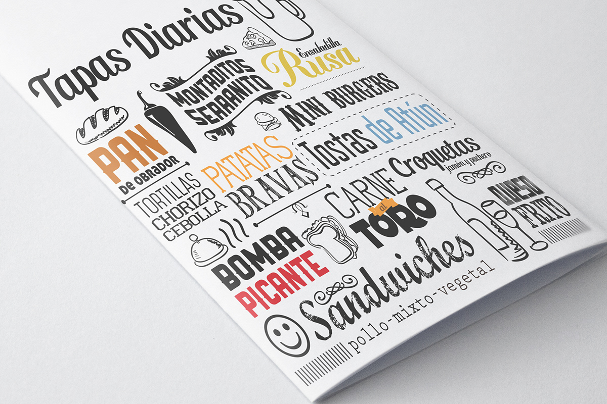 design diseño Food  tapas comida menu Carta Carte restaurant spanish tapas print decorative