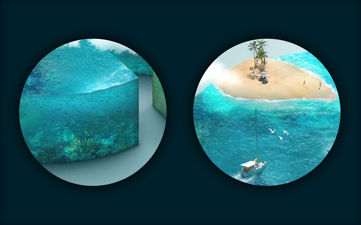 water cake split underwater Ocean matte Isometric