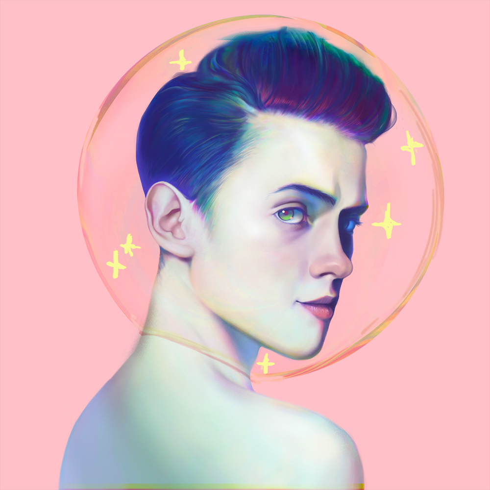 portrait bubble pastel iridescent digital ILLUSTRATION  painting  