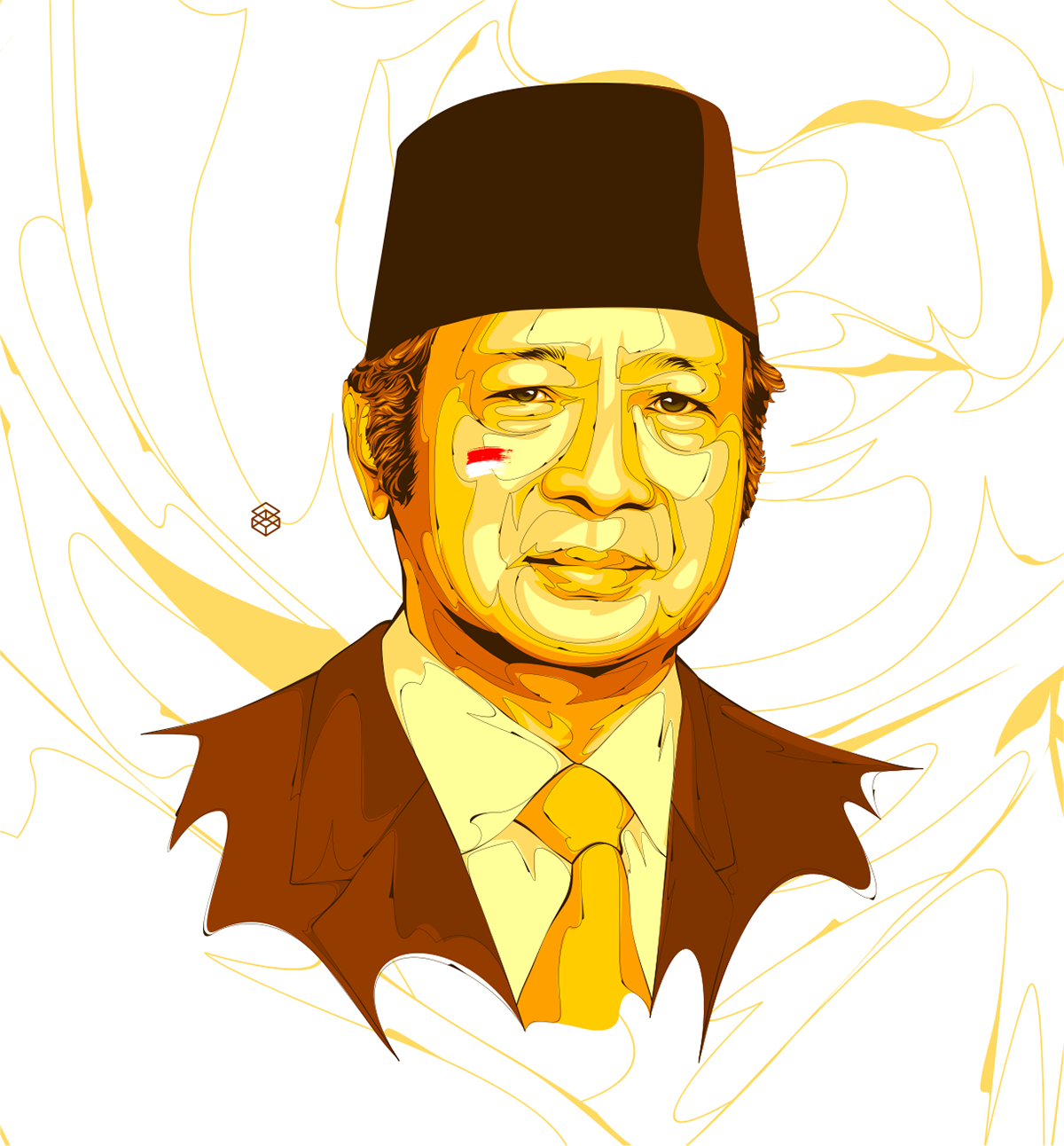 president indonesia Habibie Gusdur Megawati Soeharto vector potrait