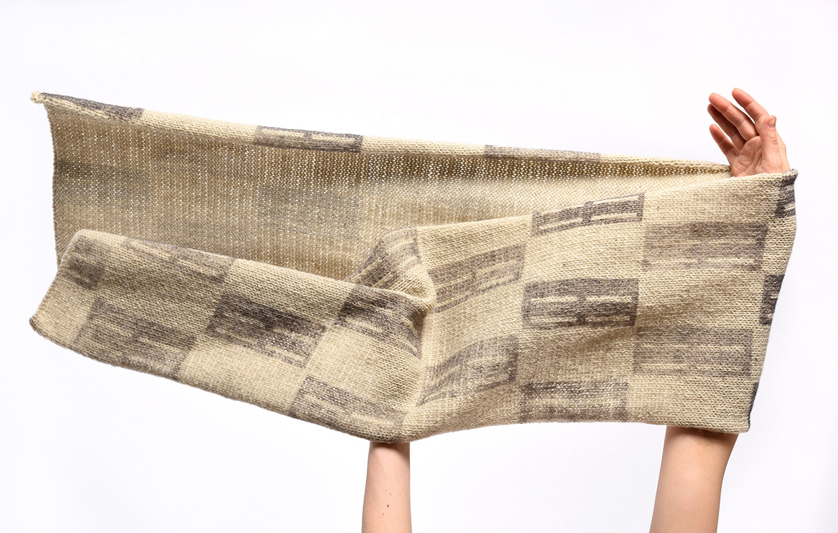 handknit screenprint wollen scarf pure wool