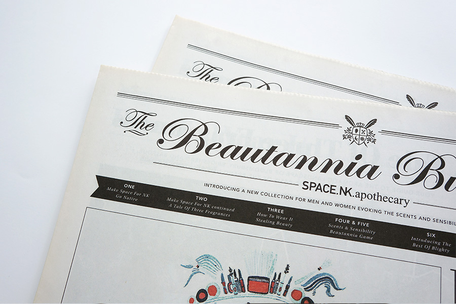 Space NK beauty makeup cosmetics Games Fun newspaper print pencil agency beauty editorial graphic illustration