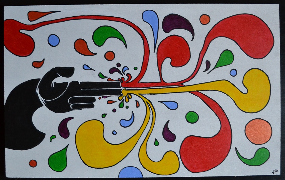 acrylic  hand  gun   colors figurative  street art  jose  muñoz valiente  JVM