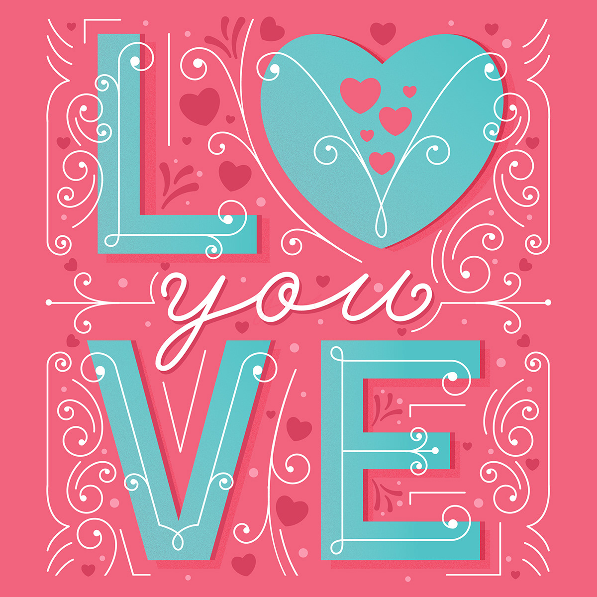 Happy Valentine's Day Custom Lettering graphic design  typography   instagram pantone colors Print on demand romantic greeting cards inspire vector type