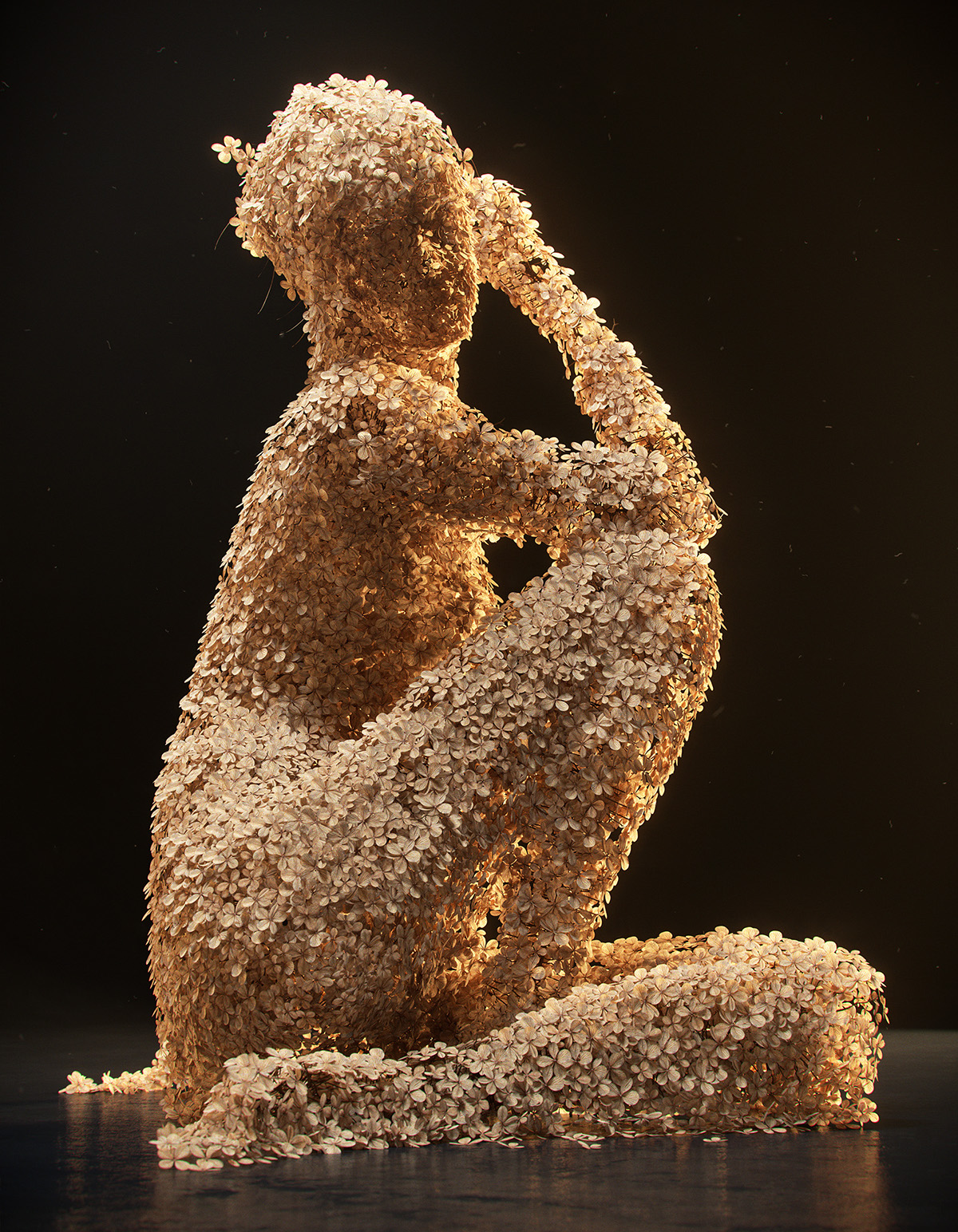 Adobe Portfolio flower figure dry sculpture women nude body pose