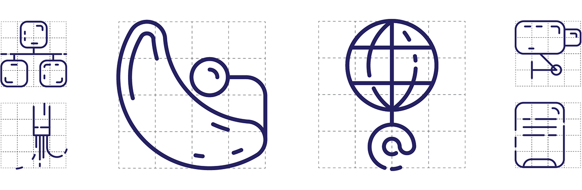 satellite branding  blue minimalistic logo Webdesign Web icons Internet