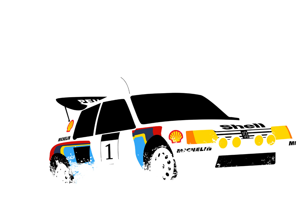 graphic design  group b Group B Rally minimal negative space PEUGEOT PEUGEOT 205 rally car