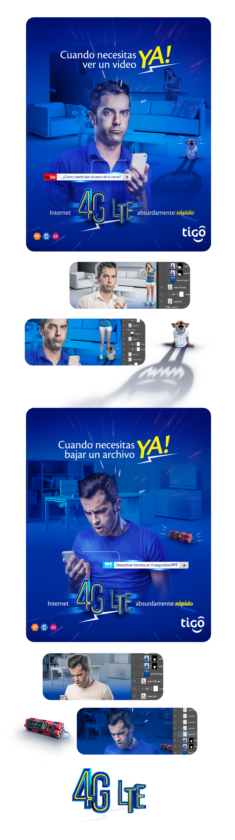 new speed smartphone 4g tigo Guatemala dog girlfriend situation bomb funny ad campaign