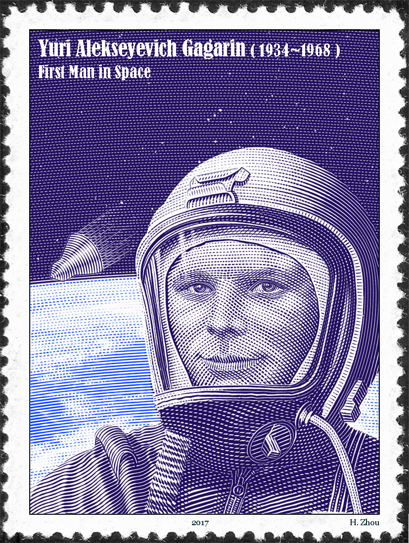 Yuri Gagarin portrait illustration