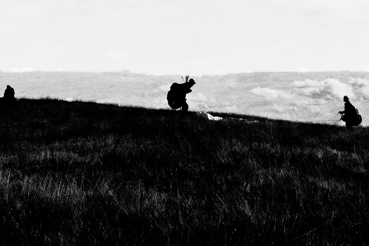 black and white monochrome paraglider paragliding saddleworth moor saddleworth Huddersfield yorkshire west yorkshire Canon 70D