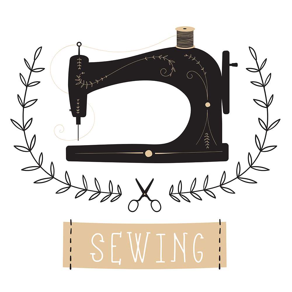 tailor sewing tools vintage knitting logo Label