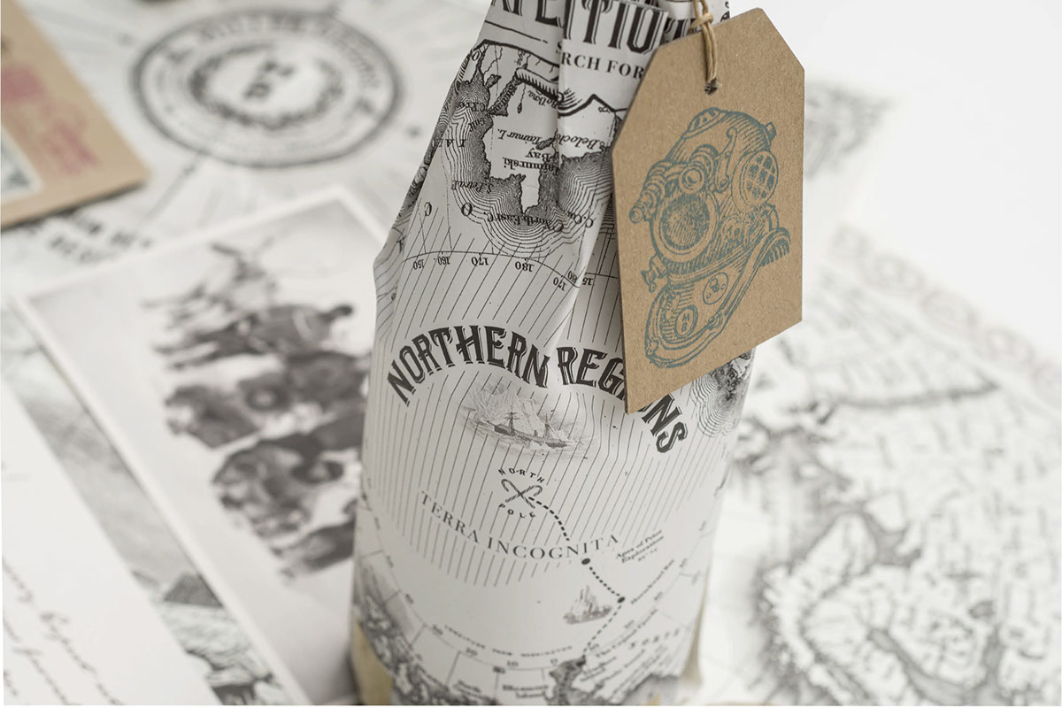 exdpedition exploration Holiday campaign map North Pole Victorian type logo Kringle photoshop InDesign Illustrator stamp Champagne
