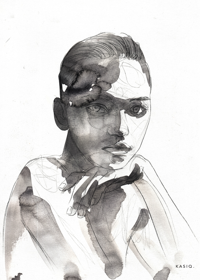 kasiq Drawing  Fashion  watercolor Style illustrations Gemma Ward