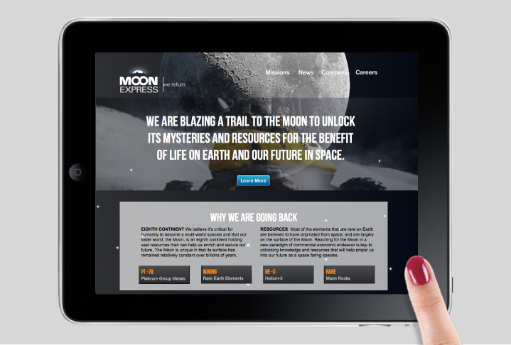 Moon Express WildOutWest Business Cards Website Corporate Identity brand parallax Scrolling mobile