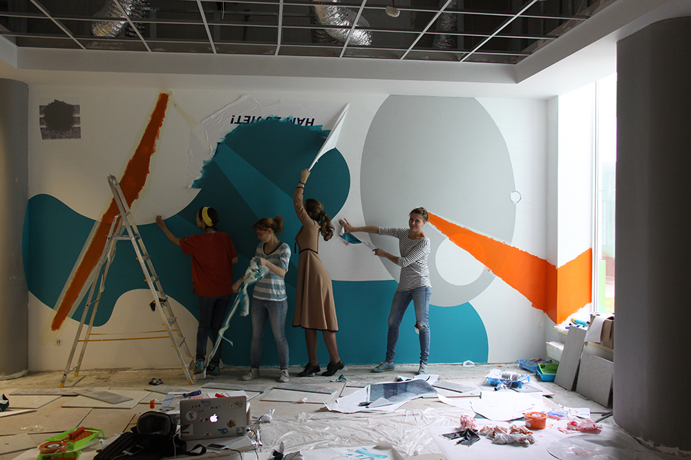 wall paint Interior school Skolkovo abstract avangard Russia Moscow