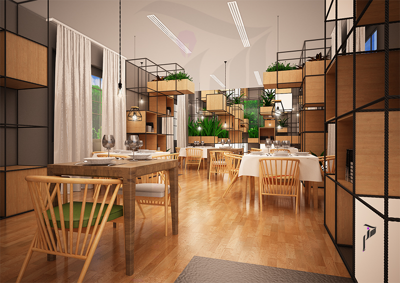 healing environment 3dmax AutoCAD Interior design photoshop courtyard restaurant Sustainability