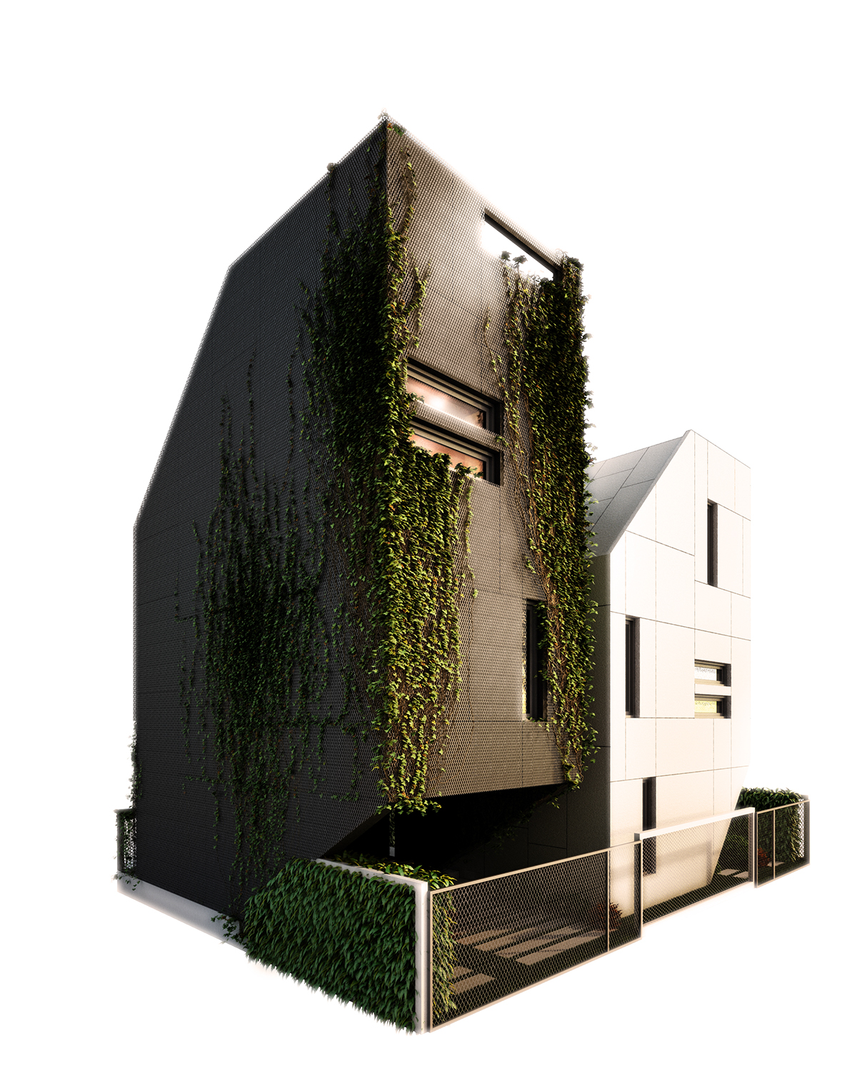 3d modeling rendering small house small plot zagreb architecture NFO