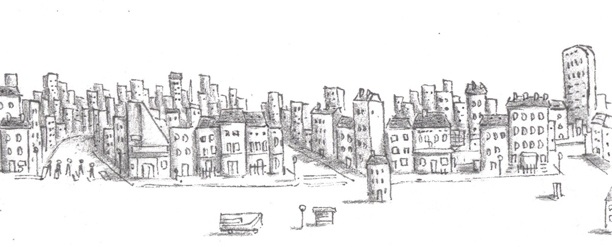 city London New York drawn pen pencil humour buildings cityscape