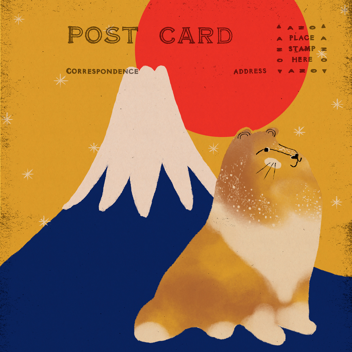 dogs ILLUSTRATION  postcard stamp letter address Postage correspondence