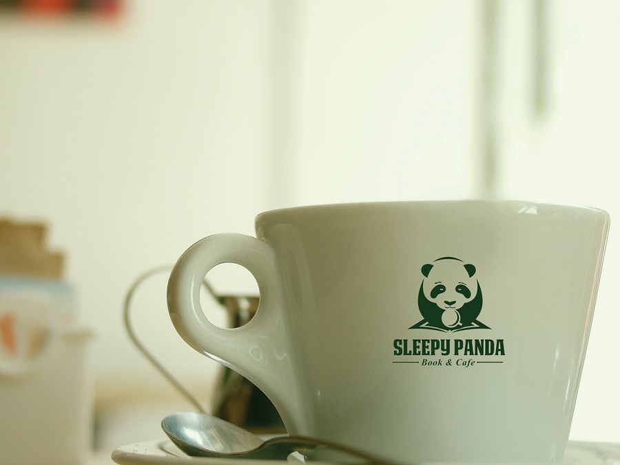 cafe book and cafe Coffee Panda  logo Logo Design Corporate Identity brand brand identity coffee shop cafe coffee animal graphics print