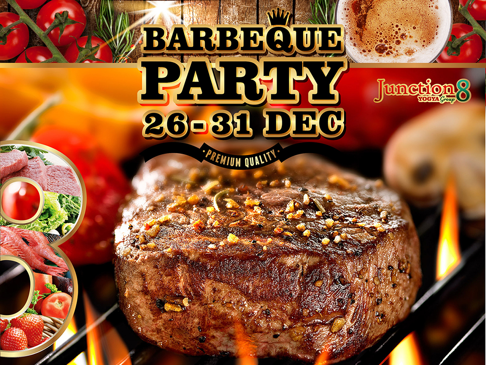 BBQ barbeque western meat Food  grill delicious Christmas new year party design image poster bandung indonesia