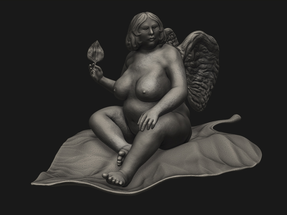 Zbrush chubby fairy sketch 3D leaf wings vagina