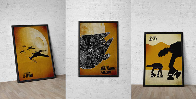 Star Wars Poster posters AT-AT X-wing millenium falcon star wars