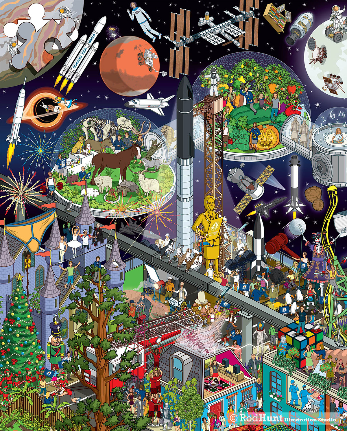 artwork book cover detail ILLUSTRATION  Isometric isometric design Pixel art puzzle Where's Waldo where's wally